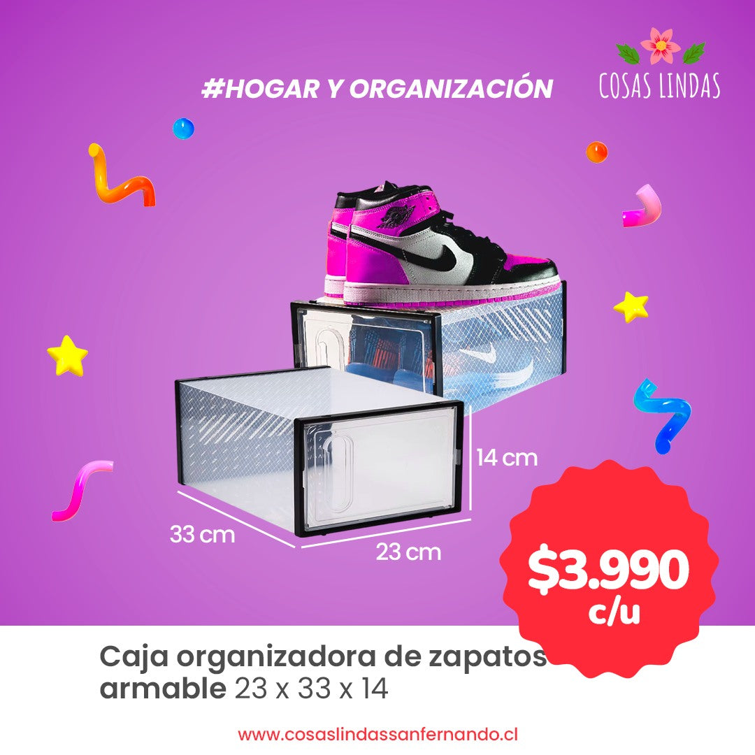 Caja Organizadora de Zapatos armable 1 unidad 23 x 33 x 14
