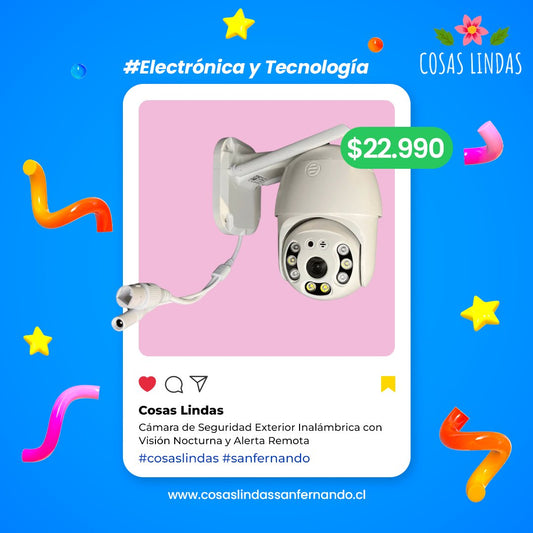 Cámara de Seguridad Exterior Inalámbrica con Visión Nocturna y Alerta Remota