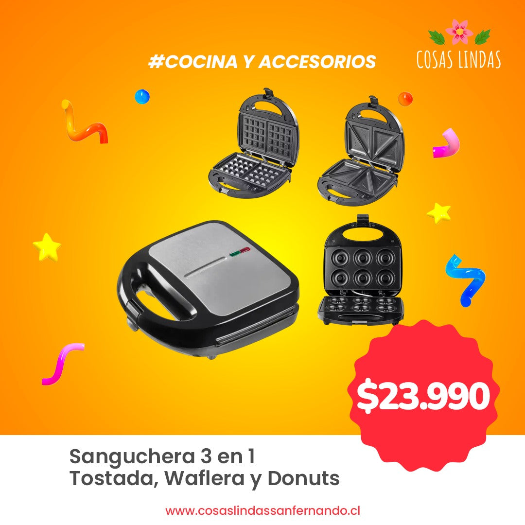 Sanguchera 3 en 1, Tostada, Waflera y Donuts