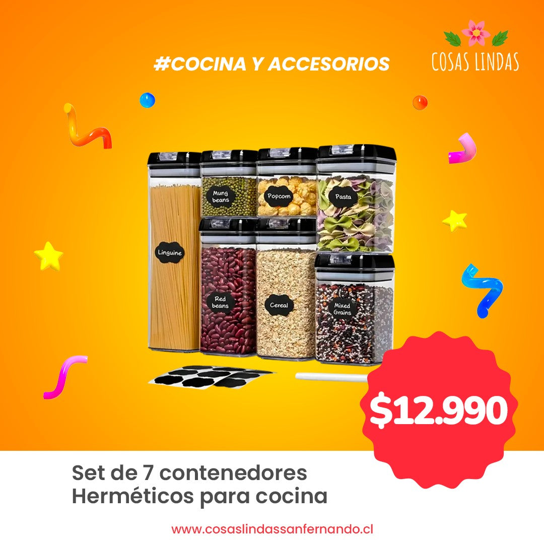 Set de 7 Contenedores Herméticos para Cocina