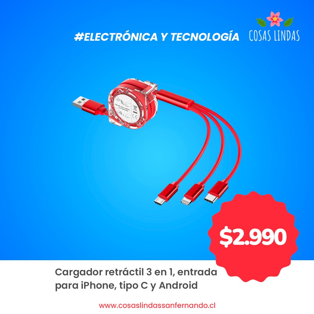 Cargador Retráctil 3 en 1