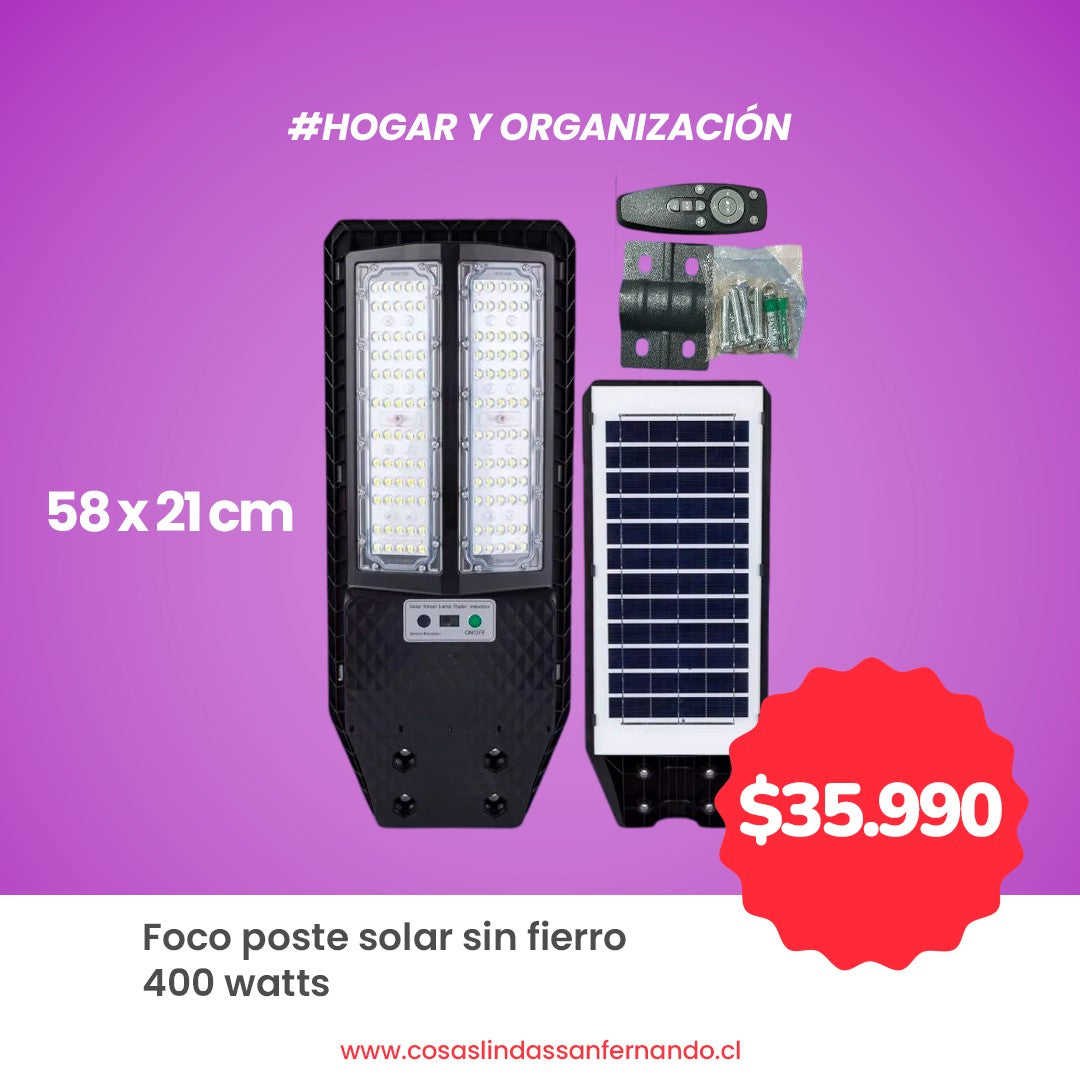 Foco Solar para Poste (sin fierro) 400 Watts
