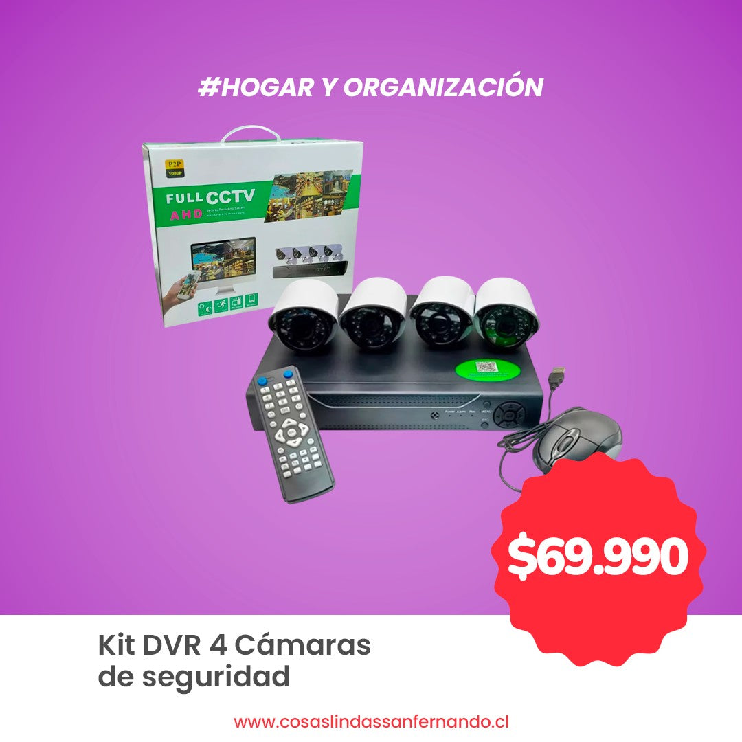 Kit CCTV con 4 Cámaras + DVR 1080p Full HD