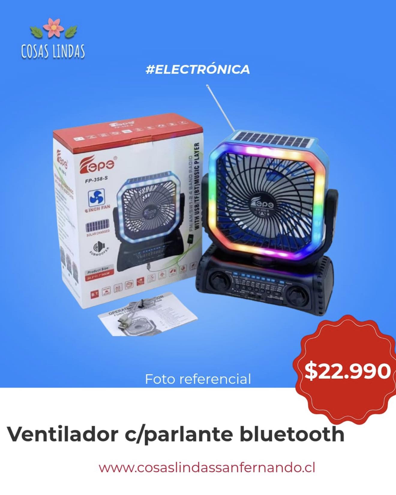Ventilador con Parlante Bluetooth