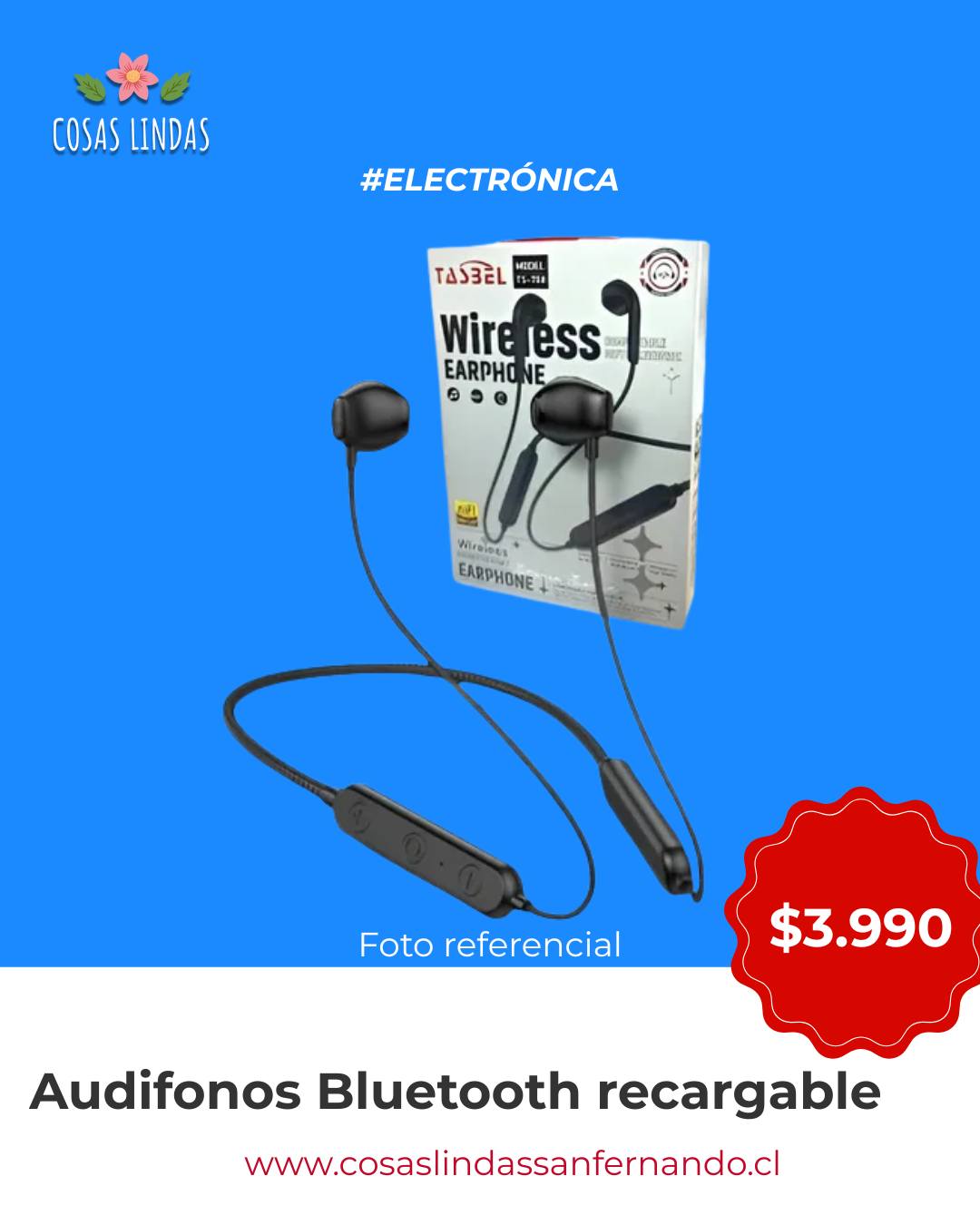 Audífono Bluetooth Recargable