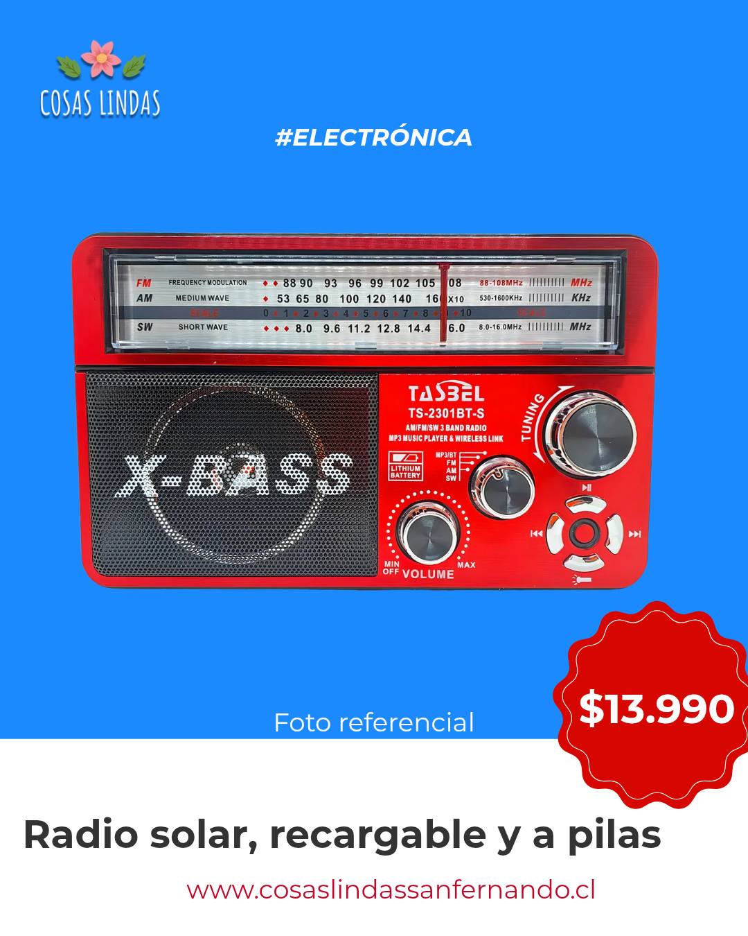 Radio Solar FM Recargable y a Pilas