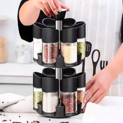 Especiero Giratorio de 2 Niveles con 12 Frascos