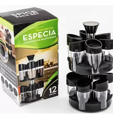 Especiero Giratorio de 2 Niveles con 12 Frascos