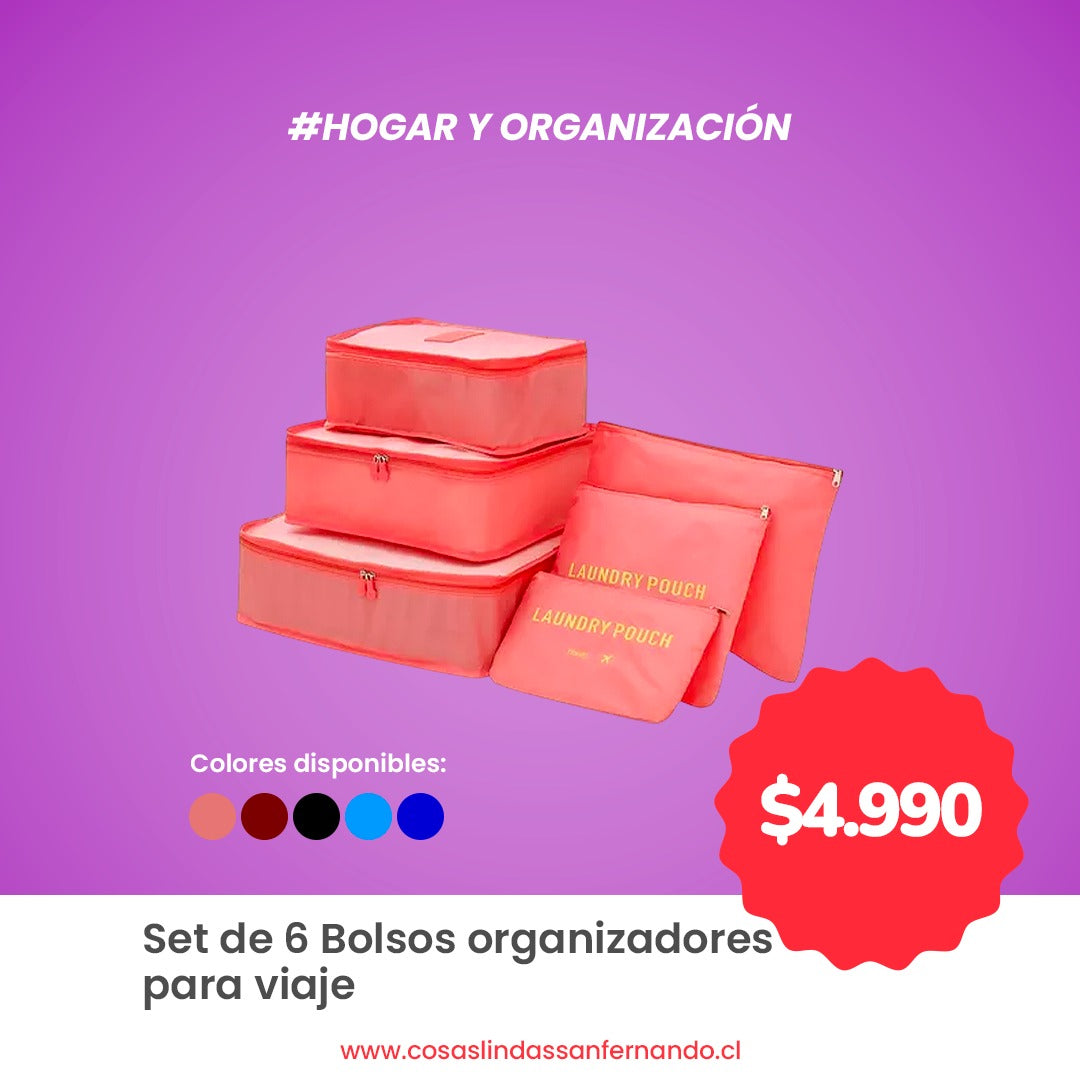 Set de 6 Bolsos Organizadores para Viaje