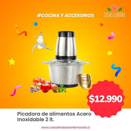 Picadora de Alimentos de Acero Inoxidable 2L | Procesador de Alimentos Eléctrico