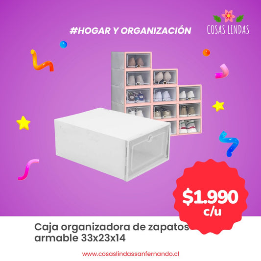 Caja Organizadora de Zapatos armable 1 unidad 33 x 23 x 14