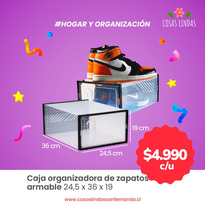Caja Organizadora de Zapatos armable 1 unidad 24,5 x 36 x 19