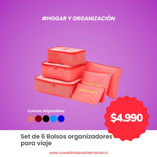 Set de 6 Bolsos Organizadores para Viaje